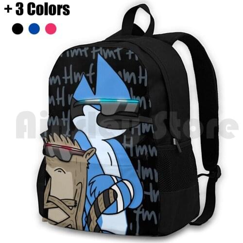 Outdoor Hiking Backpack Riding Climbing Sports Bag Mordecai And Rigby Bird Racoon Cartoon Cool Dudes Cartoon