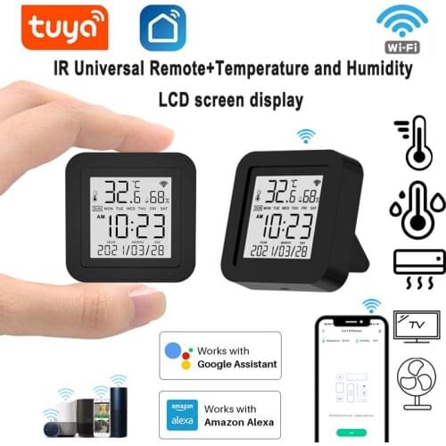 Tuya Smart WiFi 3In1 IR Universal Remote Controller Temperature And Humidity Sensor LCD Screen Display Via Alexa And Google Home