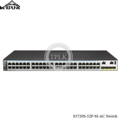 High Quality Hua wei S5720S-52P-SI-AC Switch 48 Ethernet 10/100/1000BASE-T ports,4 Gig SFP Port, Gigabit Layer 3 Ethernet switch
