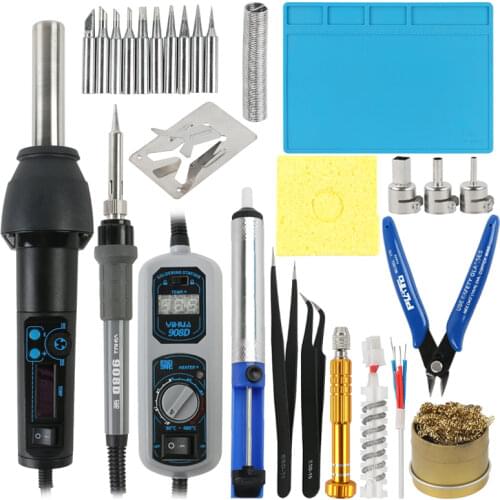 YIHUA 27 In 1 Portable Digital BGA Solder Rework Kit 8858I Hot Air Gun 908 Electric Soldering Iron Welding Repair Tools Set