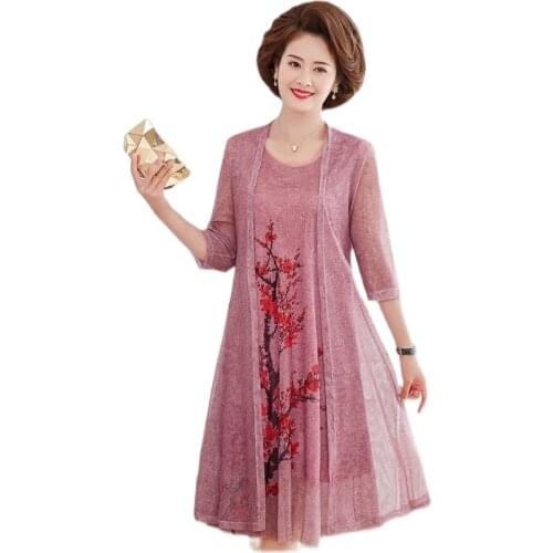 Plus size women clothing two piece set 2021 Casual Slim spring summer Women Dress Cloak Set Female Elegant Summer Sundress