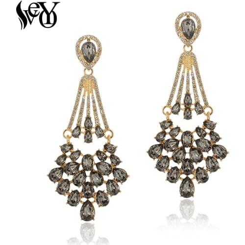 VEYO Luxury Crystal Dangle Earrings Fashion Rhinestone Party Drop Earings for Women Pendientes Jewelry Accessories