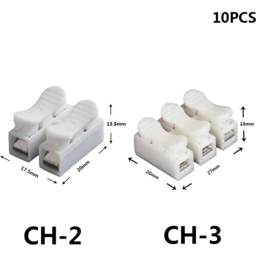 10Pcs CH-2 or CH-3 Spring Wire Quick Connector G7 Electrical Crimp Terminals Block Splice Cable Clamp Easy Fit Led Strip