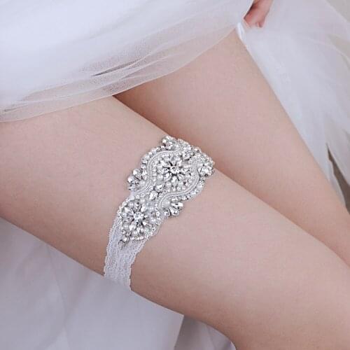 100% Handmade Sexy Lady Lingerie Garter Rhinestone Lace Garter Belt Legs Ring Harness Women Belt Wedding Garter For Bridal
