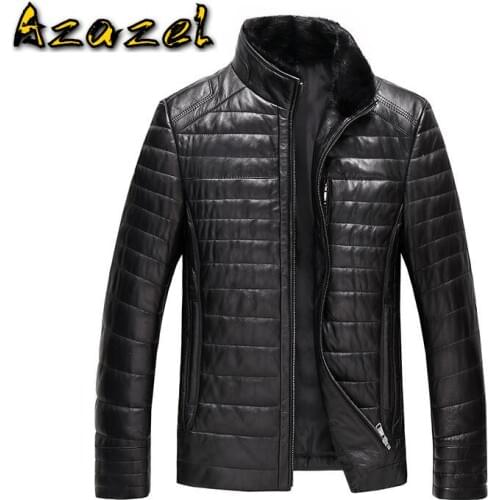 2020 autumn and winter New Mens genuine leather jackets male mink fur collar natural sheepskin down Coat Men Slim Outerwear