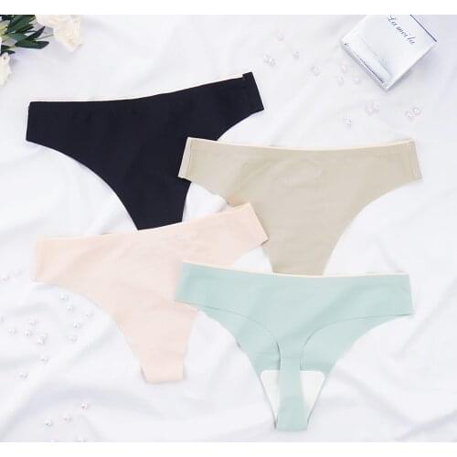 3 Pcs Lots Sexy Women Thongs G String Seamless Panties Panty Set Solid Invisible Low-Rise T-back Comfortable Underwear Women