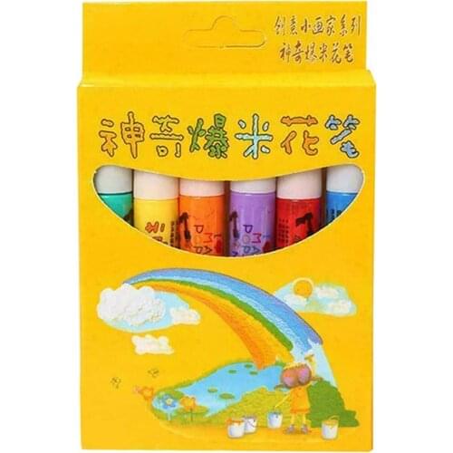 6Pcs Magic Popcorn Pens Puffy 3D Art Safe Pen Magic Colour Drawing Pen For Greeting Birthday Cards Kids Office Supplies
