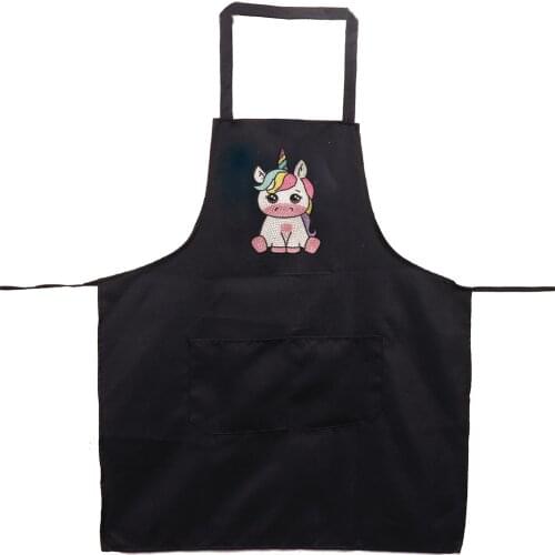 DIY Diamond Drill Mosaic Cartoon Apron Rhinestone Mosaic Craft for Waiter Cafe Kitchen Home Cooking Baking Bib New Arrival