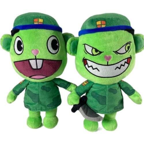 Anime Happy Tree Friends Cosplay Plush Toys HTF Flippy Fliqpy Bear Figure Doll Filling Soft Pillow 28cm Christmas Gift