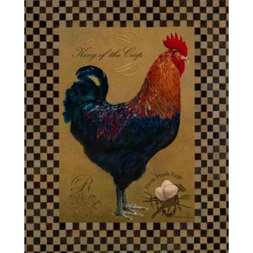 Free shipping home wall art decoration pictures realist hen rooster animal set oil painting canvas printings printed on canvas