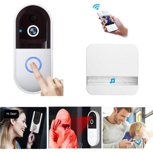 Wireless Video Doorbell,Smart WiFi Door-bell with Indoor Chime,Cloud Service Available,Night VisionAPP Control (White)