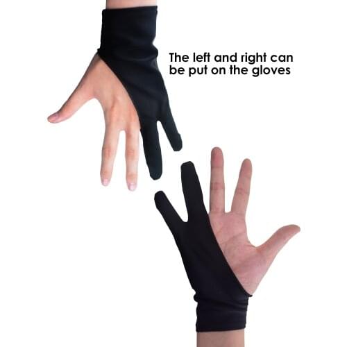Two-fingers Black Glove for Any Graphics Drawing Right and Left Hand Glove Anti-Fouling for Screen board S/M/L
