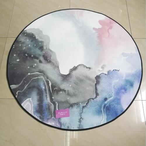 DeMissir Abstrac Watercolor Foggy Mountain Printed Round Carpet For Kids Home Living Room Non-slip Rugs Tapete Para Sala