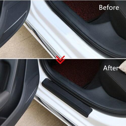 For Kia Ceed 4D Carbon Fiber Car Door Sill Sticker Anti Scratch None Slip Auto Door Protection Sill Scuff Car Styling