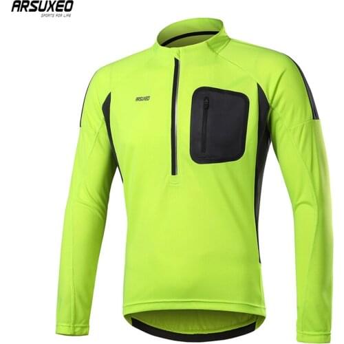 ARSUXEO Cycling Jerse Mens Pro Team black Long Sleeve Jersey Race Bicycle Cycling Clothes Mesh Fabric Loose Breathable