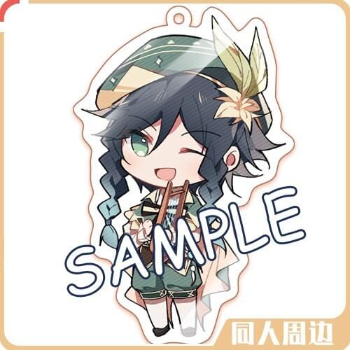 Game Genshin Impact Barbatos Venti Acrylic Keychain Bag Charm Pendant Cute Keyring Cartoon Toy Cosplay Xmas Gift