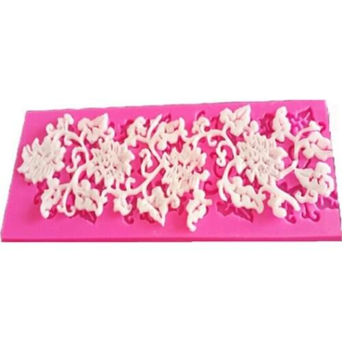 Fondant Cake Decorating Tools New Diy Flower Vine Lace Pattern Bakeware Fondant Cake Mold Pad Printing Food Grade Green