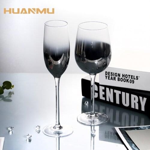 Creative Crystal Wine Glass Gradient Silver Gray Electroplating Red Wine Champagne Cup Hotel Restaurant Wedding Party Drinkware