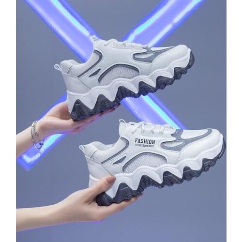 Women Sneakers Casual Shoes Comfortable Mesh Lace-Up Ladies Sport Shoes Wedges Chunky Womens Vulcanized Shoes Females Sneakers