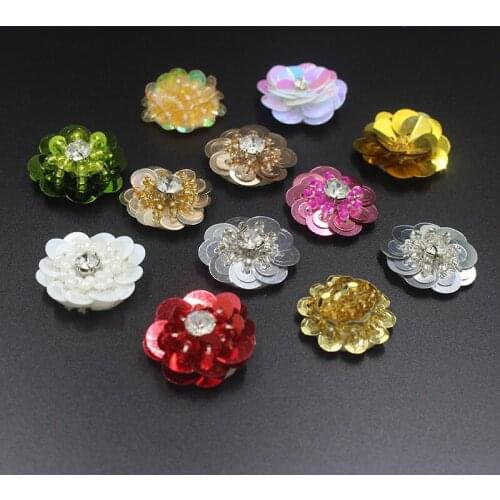 Multi-petal small beaded sequins flower patche for clothing Fashion womens shoes bag clothing decoration accessories