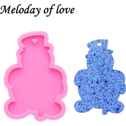 Fashion jewelry Shiny Christmas snowman moulds for keychain DIY resin keyring decoration silicone custom mold DY0186