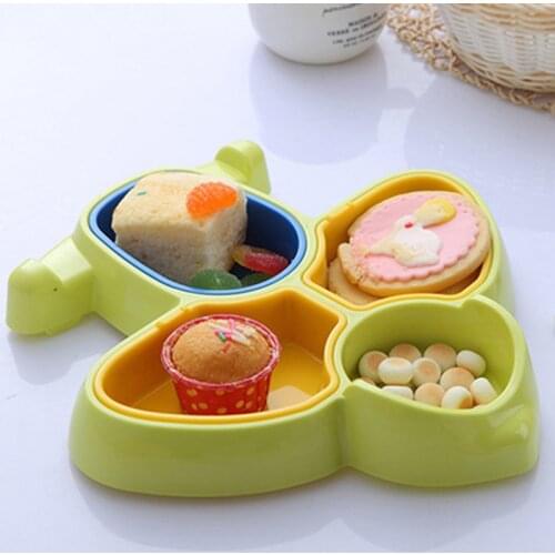 Baby Feeding Tableware Toddle Cartoon Airplane Shape Dishes Kids Plate Dinner Bowl Spoon Eco-Friendly Baby Training Dinnerware