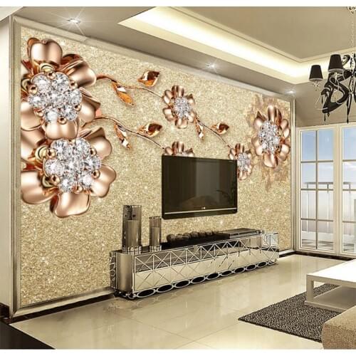 Custom Photo 3D Wallpaper Diamond Flower Custom Wall Mural Modern Art Painting High Quality Mural 3D Wallpaper