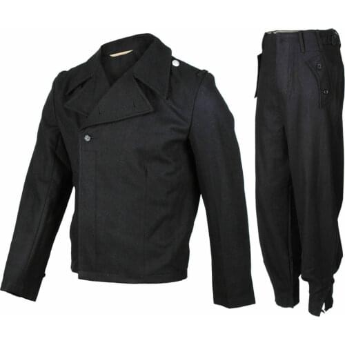 WWII German ARMY Elite Panzer Black Wool Retro Jacket Trousers WW2 Military Uniform War Reenactments
