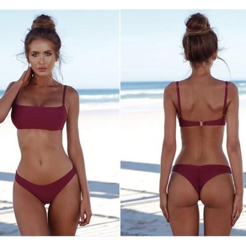 2021 New Sexy Push Up Unpadded Brazilian Bikini Set Women Vintage Swimwear Swimsuit Beach Suit Biquini bathing suits