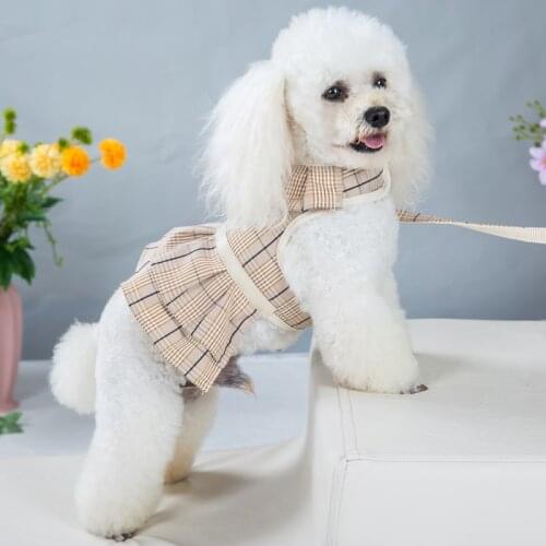 New Puppy Clothing Cat Pet Dog Leash Harness Skirt Pomeranian Dog Dresses For Small Dogs Maltese Poodle Vest Schnauzer Outfit