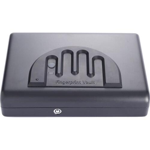 Portable Pistol Safe Mini Fingerprint lock Gun Box Car Security Box To Storage Valuables Cash Jewelry Safe Ammo Box Gun Safes