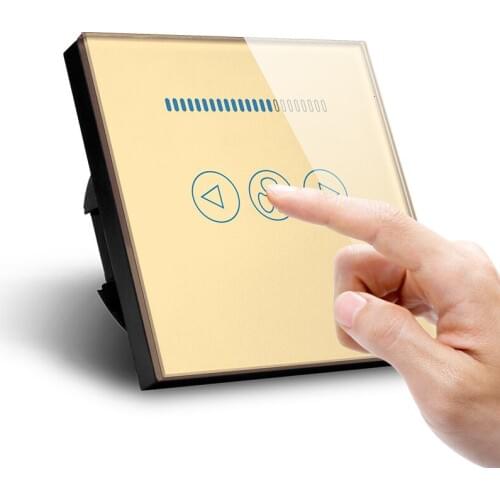 86 type EU Standard 3 mode speed control Ceiling Fan Switch 600W White Crystal Glass LED backlight Speed regulating fan switch