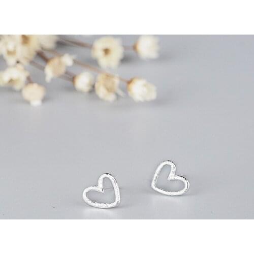 Simple Hot Sale Valentine Heart Stud Earrings For Women Statement 925 Sterling Silver Earring Gifts Fashion Fine Jewelry