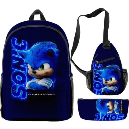 Super Sonic Print Backpacks Children Bookbag School Bag Mochila Boys/Girls Daily Shoulder Set Pencil Croobody Custom