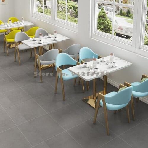 Milk tea shop table and chair combination light luxury dining simple modern snack burger dessert cafe negotiation card seat sofa