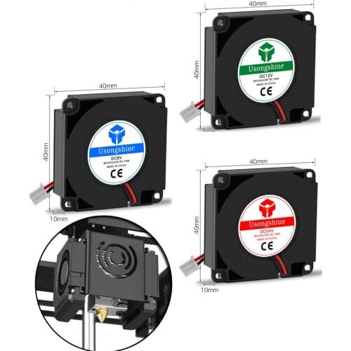 3D Printer Air guide Turbine Fan 5V/12V/24V 40*10mm 4010 Hydraulic Bearing Blow Radial extruder Cooling Fan Turbo Fan & 2P Wire