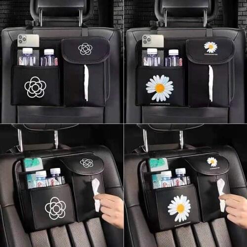 Four Seasons General Creative Car Seat Back Storage Bag Car Interior Supplies Daisy Camellia Series Hanging Ornament Bag