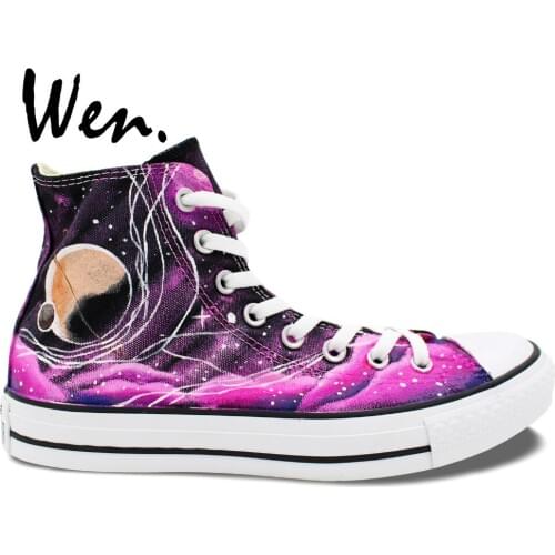 Wen Original shoes Hand Painted Design Custom Sneakers Pink Galaxy Nebula Tardis Doctor Who High Top Men Womens Canvas Sneakers