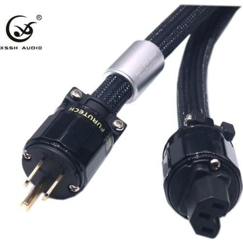 XSSH audio Hi-End Hifi DIY 15A OFC Pure Copper US+ IEC 3 pin pins AC Female Male Gold Plated 3 Core*2.5mm Power Cable Cord Wire