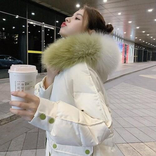 Womens Cotton Jacket Mid-Length 2021 New Winter Womens Clothing Thickened Over The Knee Coat Big Fur Collar Female Jackets D