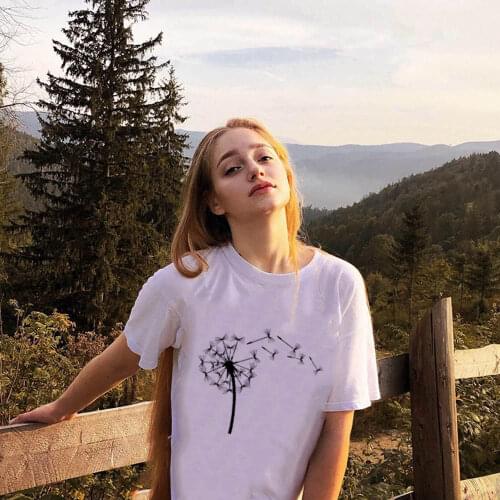 Women Summer T Shirt Dandelion Bouquet Print Short Sleeve Graphic Casual Harajuku T-Shirt Female Tops Tees Camisetas Ropa Mujer