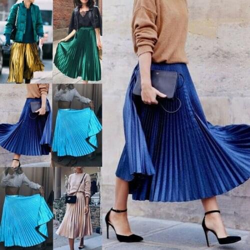 New Elegant Retro Casual Women High Waist Elastic Waist Skirt Fashion Long Maxi Beach Skirts
