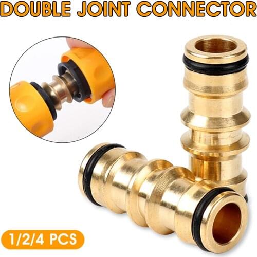 1/2/4 Pcs Hose Quick Connector Brass Bidirectional Connector Leakproof 2-Way Hose Repair Tool for Garden Agriculture Irrigation