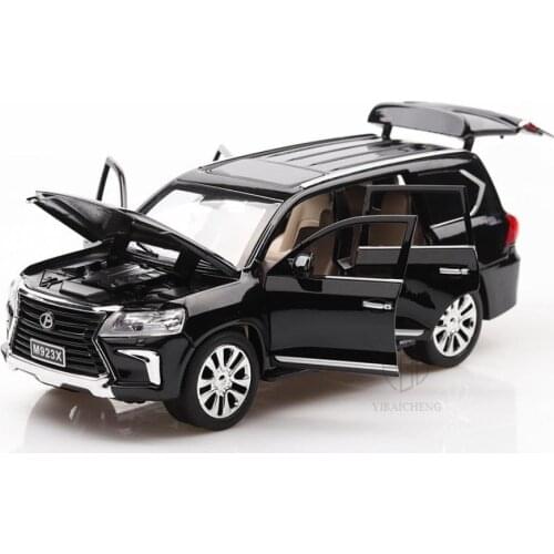 1/24 LX570 Metal Model Alloy Diecast 20cm Car SUV Off-road Vehicle With Light Pull Back Toys Collections For Gifts Free Shipping