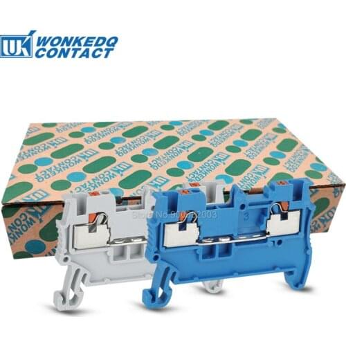 Din Rail Terminal Block PT 1.5 Electrical Wire Spring Connection Push In Conductors 100pcs Terminal strip Block wire connector