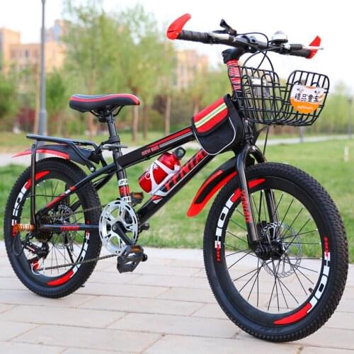 18/20/22 Inch Mountain Bikes Single Speed/7-Speeds Double Disc Brake Students Bicycle for Children Carbon Steel Frame