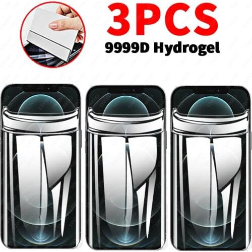 3PCS Screen Protector For iPhone 11 X XR XS Max 12 Pro Max Full Cover Hydrogel Film Soft Protective Film for Apple 17 8 Plus 6s