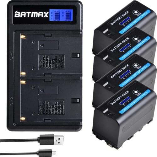 4X 5200mAh NP-F750 NP F750 F730 F770 Battery with LED Power Indicator + LCD Dual USB Charger for Sony CCD-TRV215 CCD-TR917