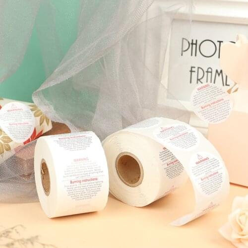 500pcs/roll Candle Warning Label Candle Jar Container Stickers Safety Label