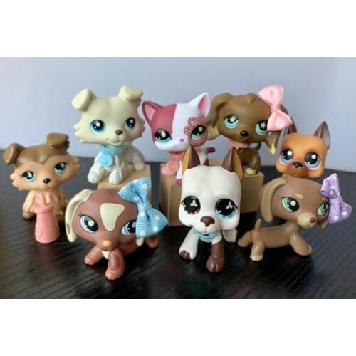 8 Lot Pet Shop Puppy Toy Short Hair Cat & Dachshund #1631#1751 With 8pc Cute Accessories
